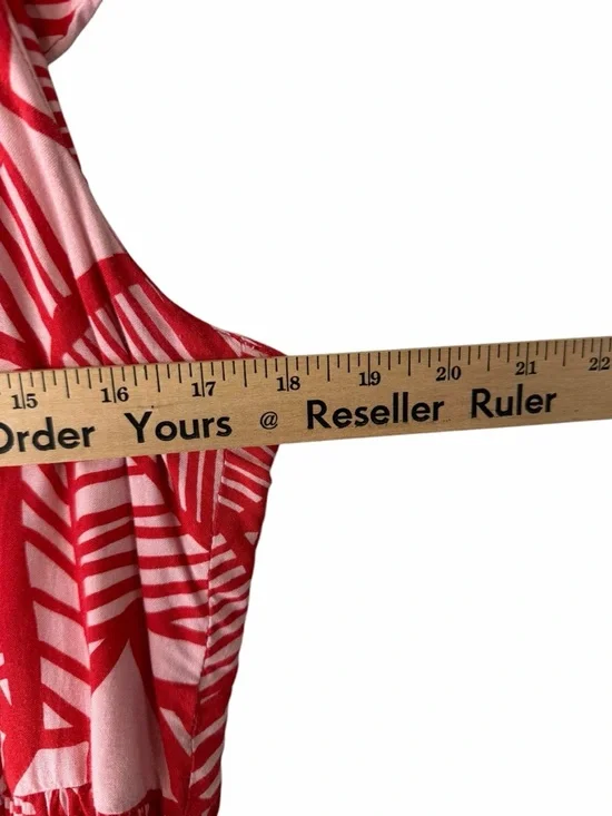 ELOQUII Coral Print Maxi Dress Size 16 Flutter Sleeve Fit Flare Kentucky Derby - Picture 8 of 9